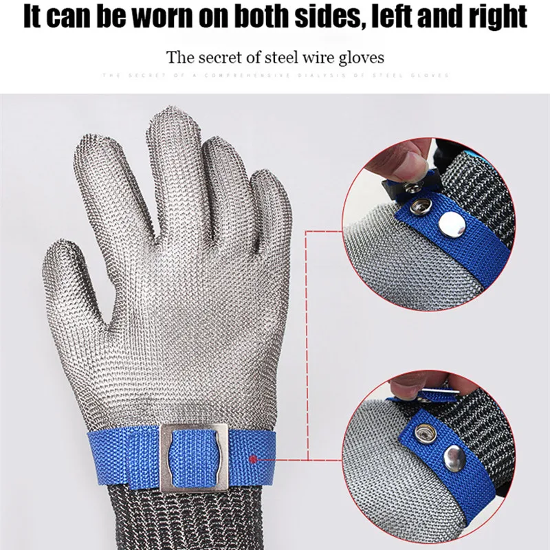 Protect Stainless Steel Working Safety Metal Mesh Anti Cutting Butcher Kitchen Gloves Cutproof Level 5 HPPE Gloves Cut Resistant