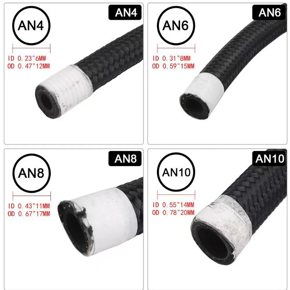 Car modification AN4 AN6 AN8 AN10 AN12 Car fuel hose, oil and gas cooling hose, nylon hose, stainless steel braided