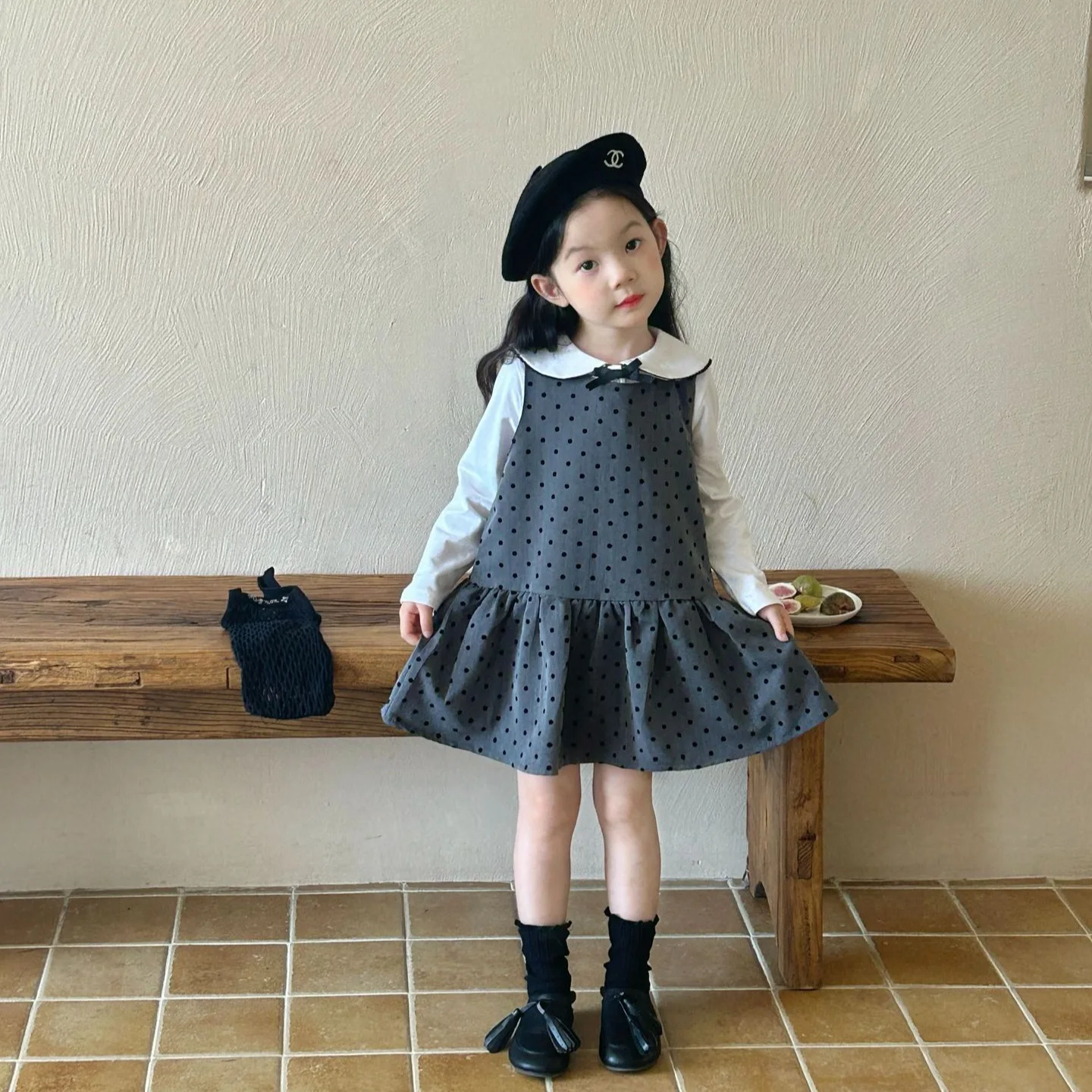 Girls Casual Dresses Autumn New Childrens Clothing Korean Vest Skirt Versatile Lotus Leaf Edge Princess 2024 Fashion Causal