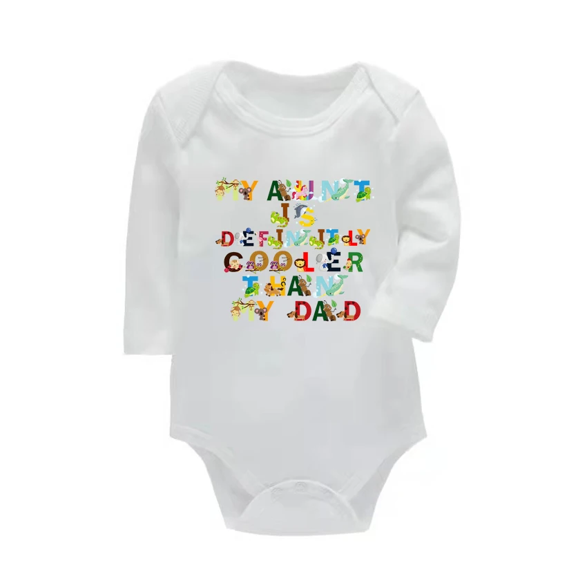 

Детская футболка с принтом «Моя тетя, конечно, круче моего папы», детская футболка для мальчиков и девочек, одежда для новорожденных, 0-2 года