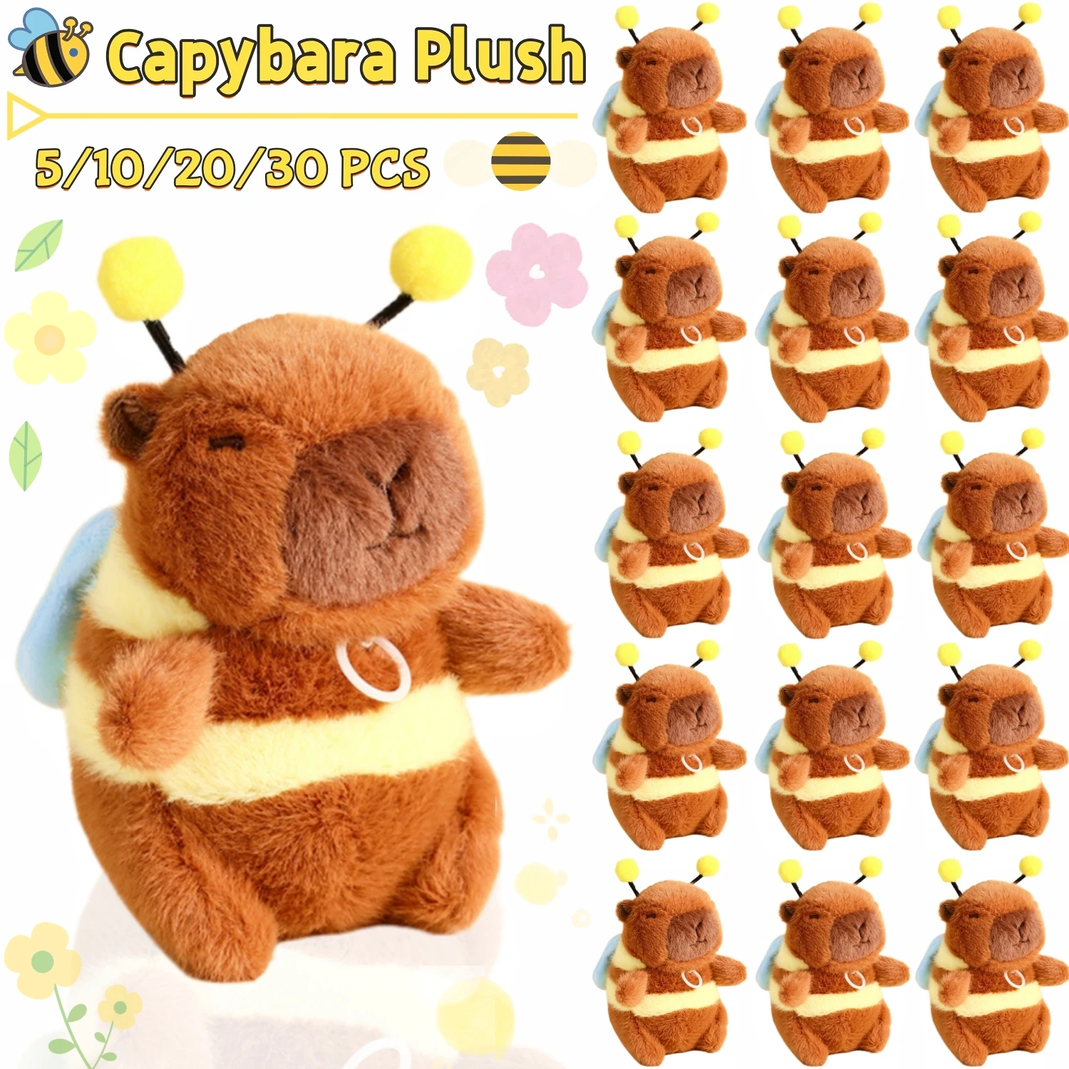 8-48Pcs Capybara Plush Keychain Toy Cute Capybara Stuffed Animals Toy Capibara Keychain Plush for Backpack Birthday Party Favors