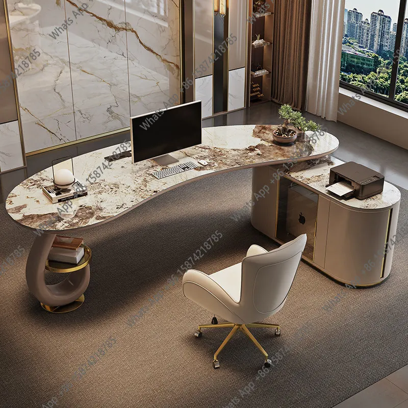 

Light luxury rock slab corner desk high-end sense modern simple study boss office computer desk high-end home