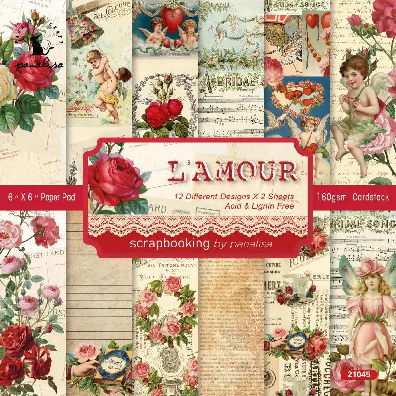 24 Sheets Cardstock Paper Pad 6x6 Inches Themed Single Sided Patterns Scrapbook Craft Decorative Photo Album