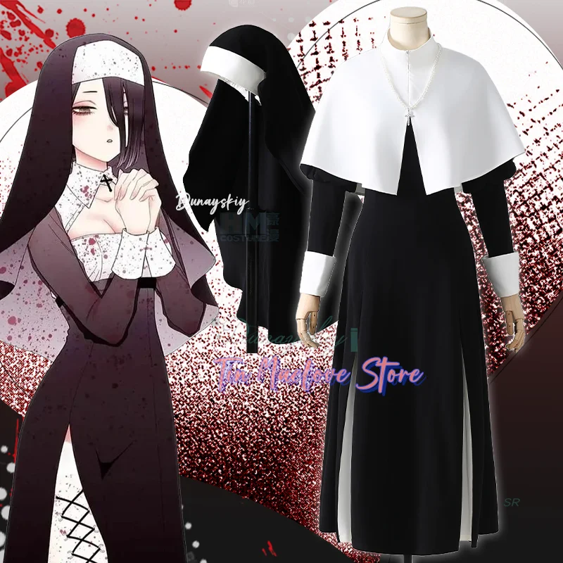 

Nun Cosplay Costume Terrifying Costume Anime Kitagawa Marin For Halloween Party Role Play Carnival Women Dress