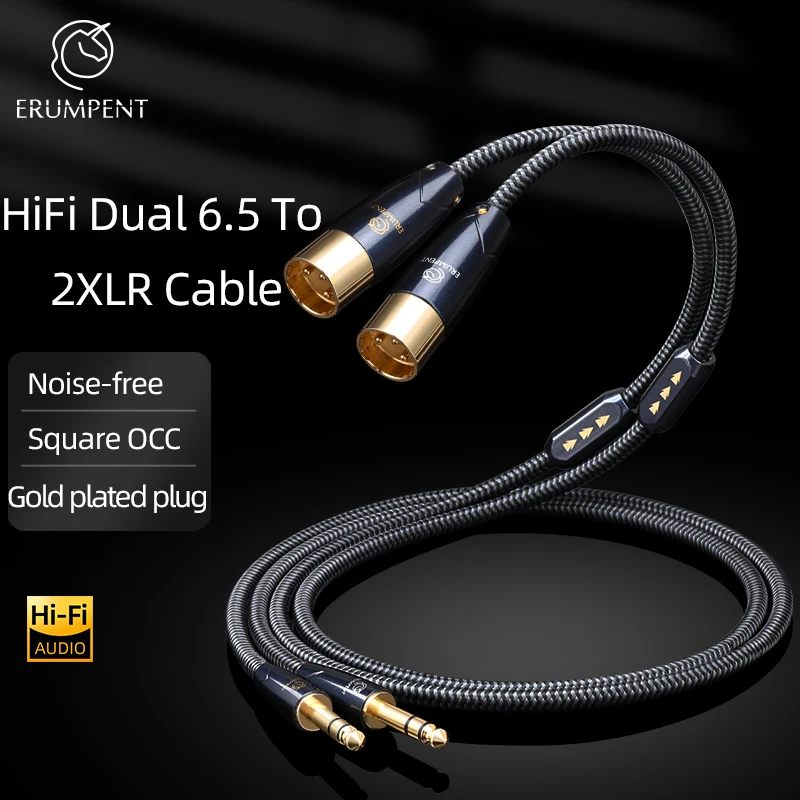 HiFi Dual 6.5 to 2XLR Cable Square OCC Gold Plated Plug 6.5 TRS to Balanced 2XLR  Male/Female Audio Cable for Microphone Speaker