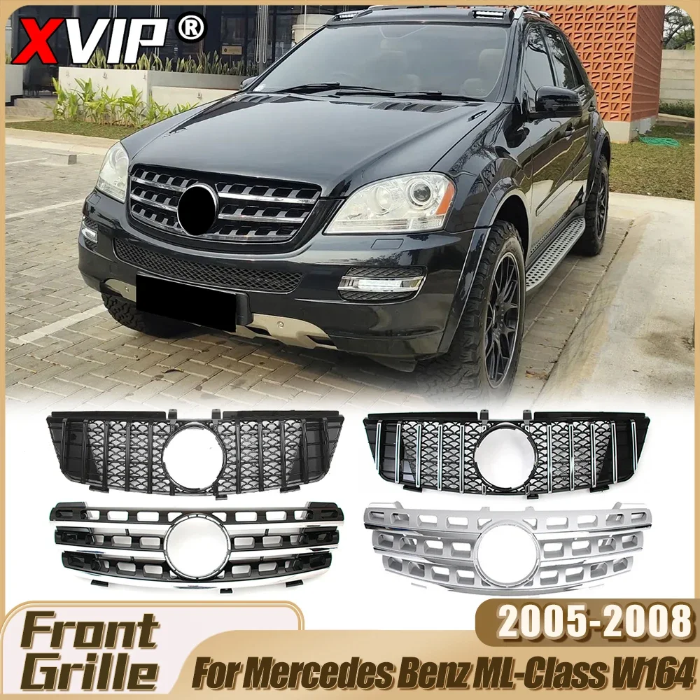 

XVIP Chrome Silver Diamonds Style Upper Grille For Mercedes Benz ML-Class W164 ML350 ML550 2005-2008 Bumper Grilles Tuning Refit