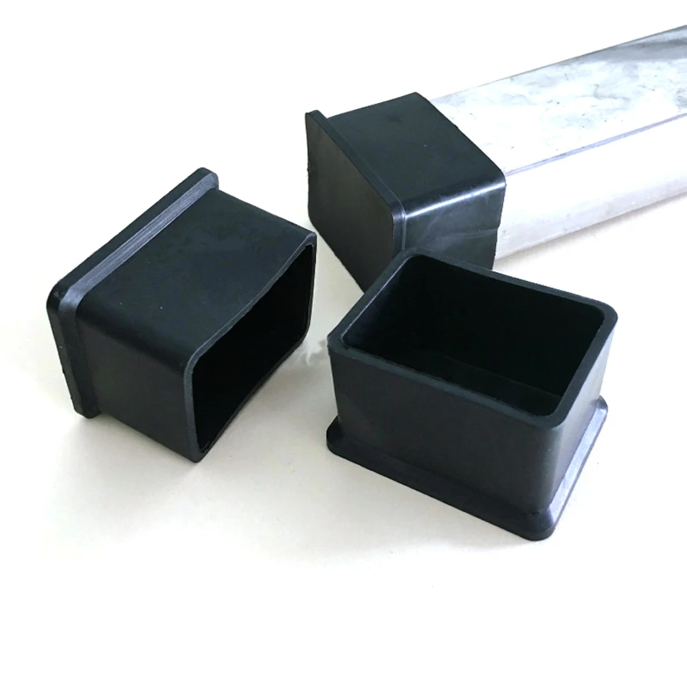 2/5Pcs Zwarte Rechthoek Meubilair Been Cover Cap 19x19mm ~ 50X100Mm Pvc Rubber Stoel Tafel voeten Buis Pijp Blinde End Caps