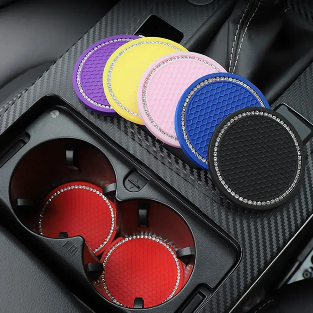 Rhinestone Car Water Cup Bottle Holder Anti-slip Mat Pad Silica Gel Non-slip Car Mat for Mini Cooper for Car Interior Others 1PC