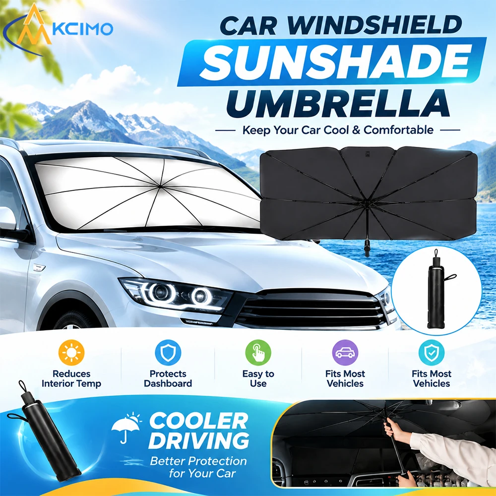 1pc UV Protection Car Sunshade Umbrella - Front Windshield Sun Shade for Summer Auto Interior Cooling Heat Insulation Accessory