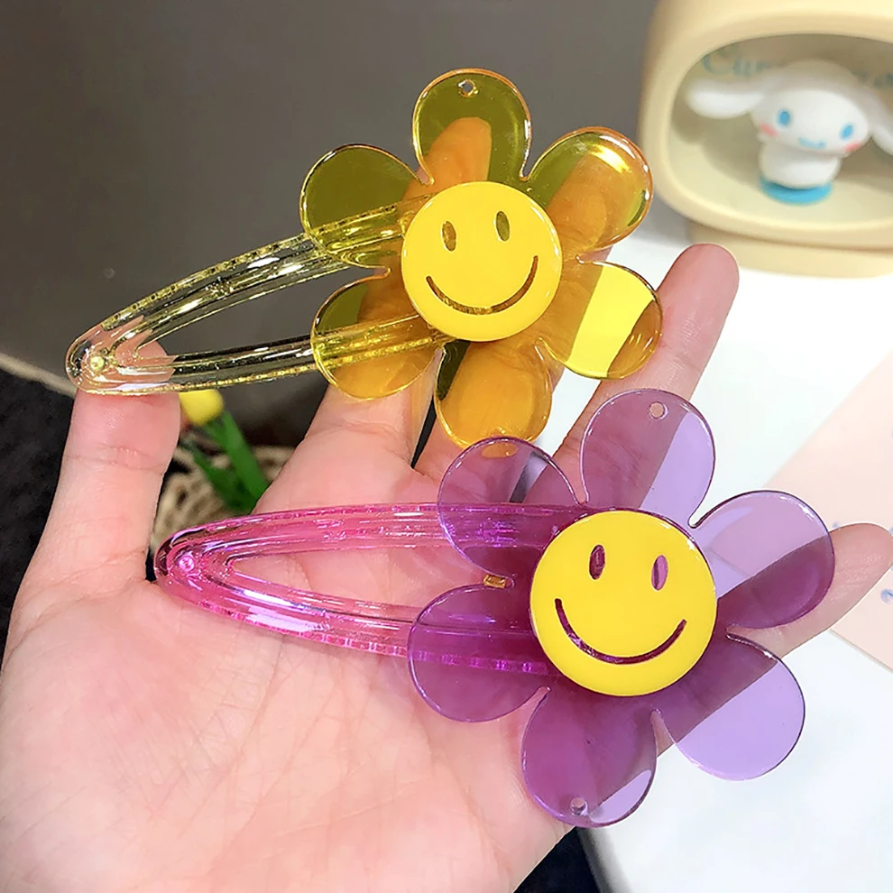 Molans Cute Colorful Smile Flowers Hair Clips Children Lovely Hair Decorate Hairpin Barrette Fashion Hair Accessories