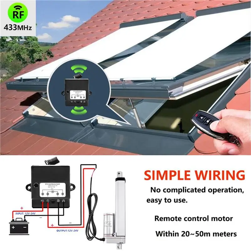 24-Hour Delivery 3X DC12V-24V Forward Reverse Switch, Linear Actuator Remote Control,10A Current,165 Ft Range,Linear Actuator Wi