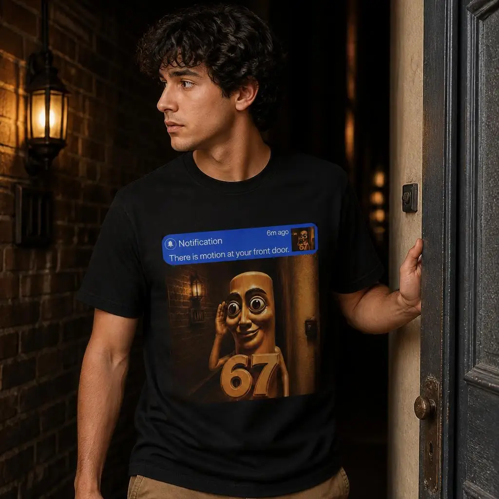 There is Motion at Your Front Door Tung Sahur Six Seven T Shirts Casual Tees Short Sleeve Round Collar T-Shirt Pure Cotton Tops