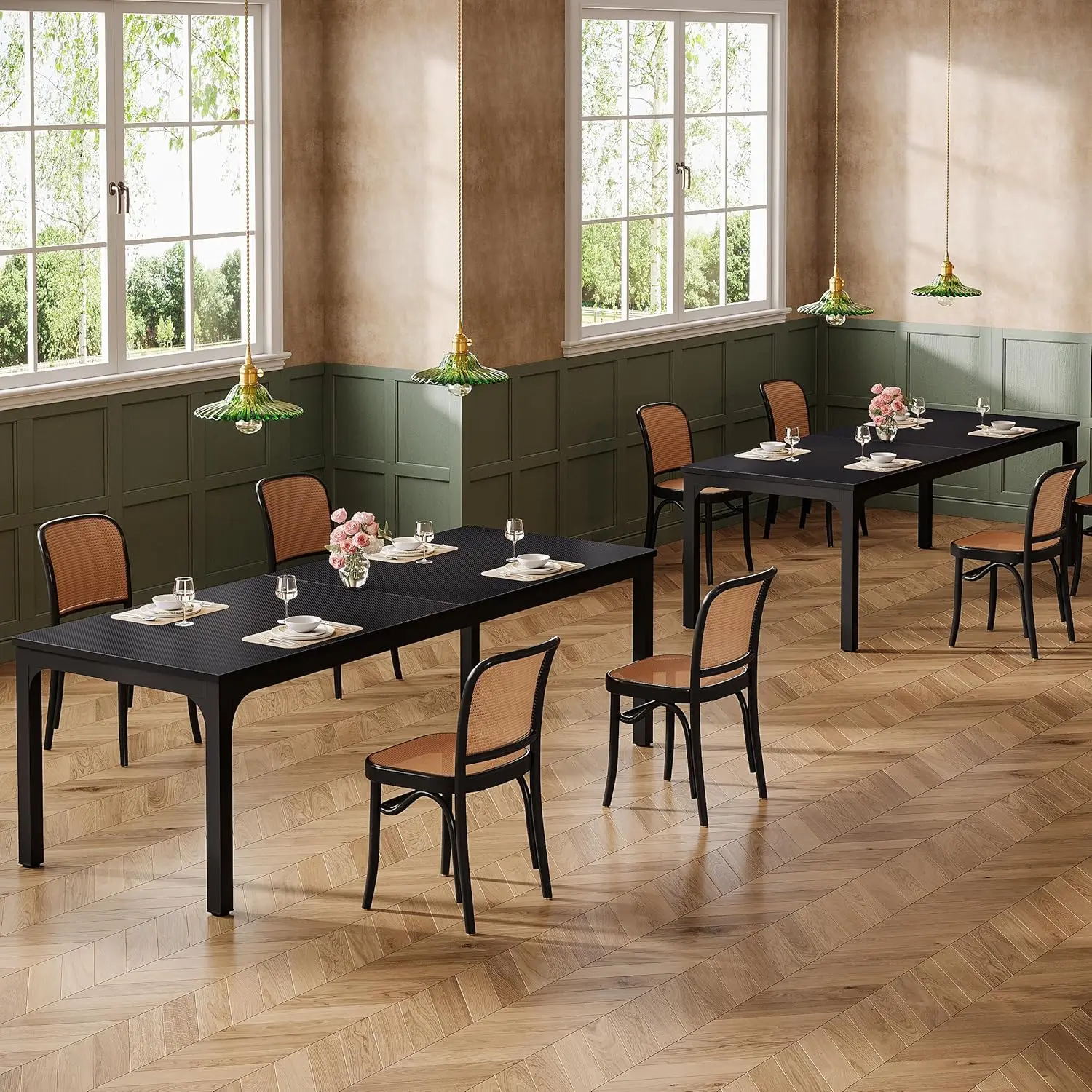 

Rectangular Commercial Dining Table, 78.7" Metal Frame Heavy Duty for Restaurant Cafe Office, Customized