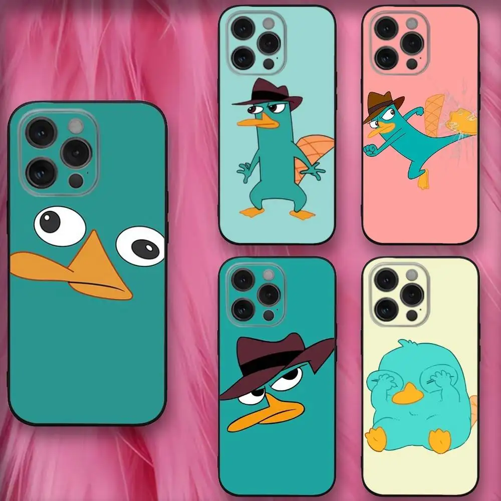 

Cute P-Perrys The P-Platypus Phone Case For iPhone 16,se4,15,14,13,12,11,Pro,X,XS,Max,XR,Plus,Mini Soft Black Cover