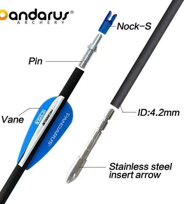 

Стрелы PANDARUS ALPHA-XT из чистого карбона, ID 4.2 мм, Spine 350-1500, готовые к использованию для стрельбы из лука: рекурсивного, блочного, длинного лука, для охоты и стрельбы.