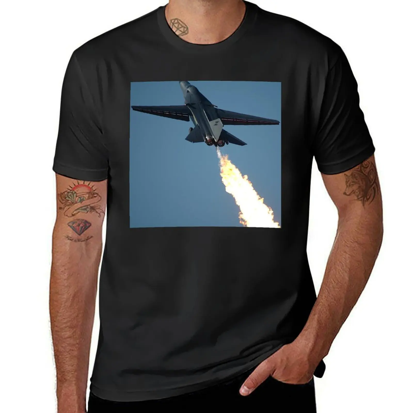 

F111 - Flaming Climbout @ Amberley Airshow 2008 T-Shirt graphics kawaii clothes tees Aesthetic clothing black t-shirts for men