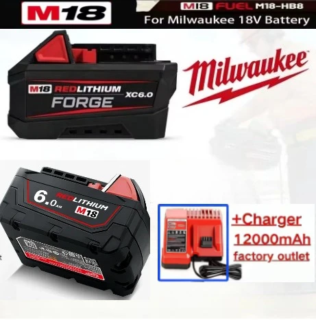 

Milwaukee M18 18V Battery & Charger Kit Multi Safety Protection Ensures Safe Stable Performance In Long Term Industrial Use