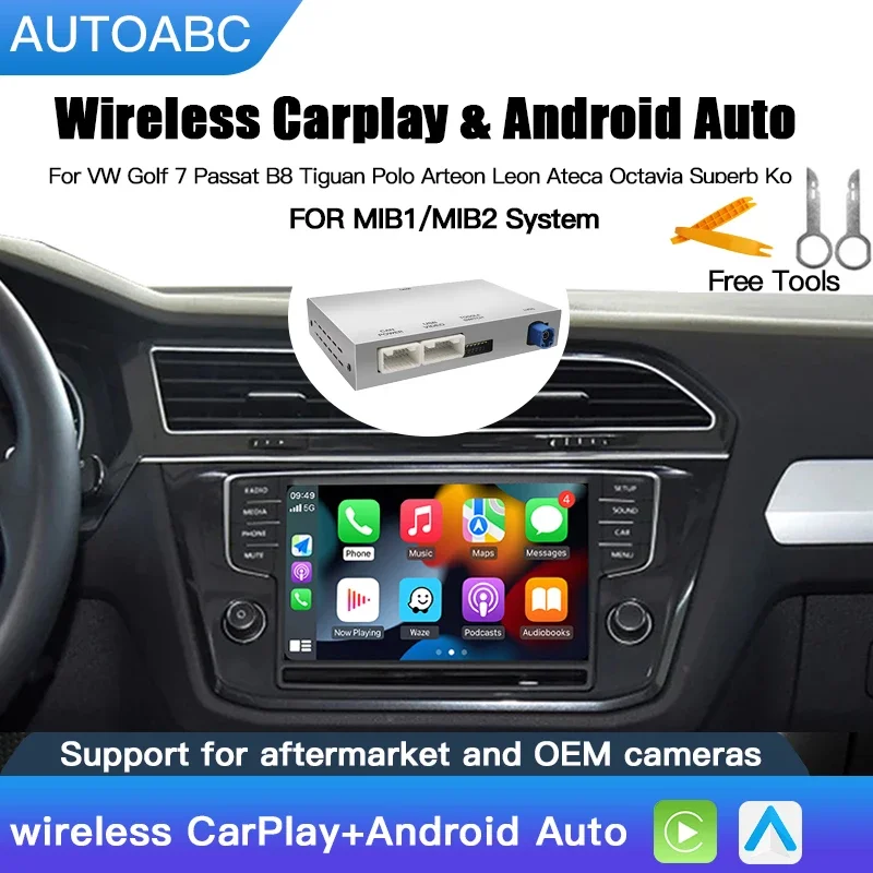 Wireless carplay Android AUTO For VW Volkswagen Golf 7 Passat B8 Tiguan Polo Arteon Leon Ateca Octavia Superb Kodiaq With MIB