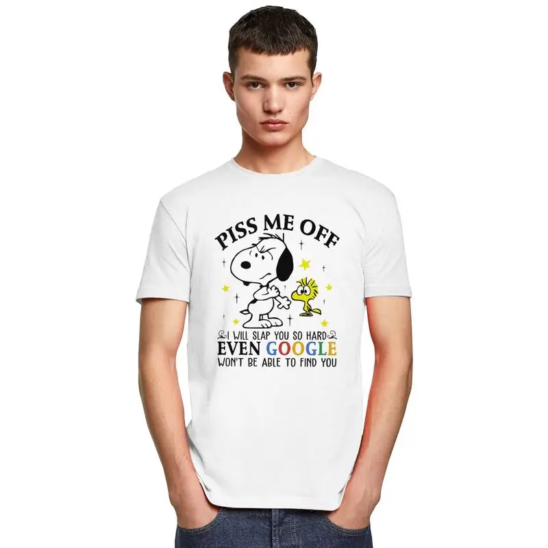 Custom Cool Cute Cartoon Snoopy T Shirt Men Short Sleeves Pure Cotton T-shirt Tees Fashion Tshirts