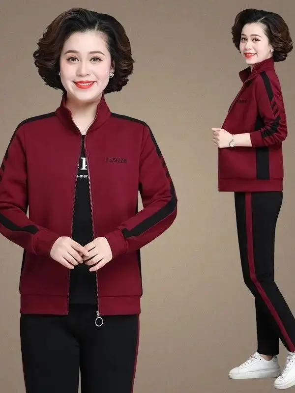 Picture 3: Spring Sportswear Set for Mommy 2026 New Style plus Size Sweatshirt Two Piece Set Korean Loose Fit High Waist Long Pants