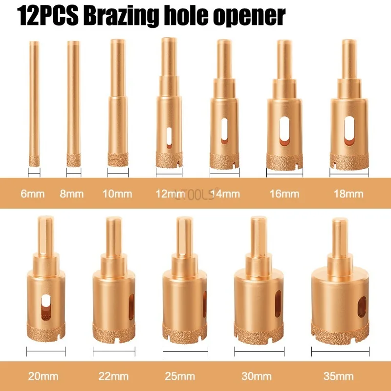 M10 Brazing Hole Opener Set Woodworking Stone Hole Expanding Drill Ceramic Tile Hole Opening Diamond Sand Drill Bit Manual Tools