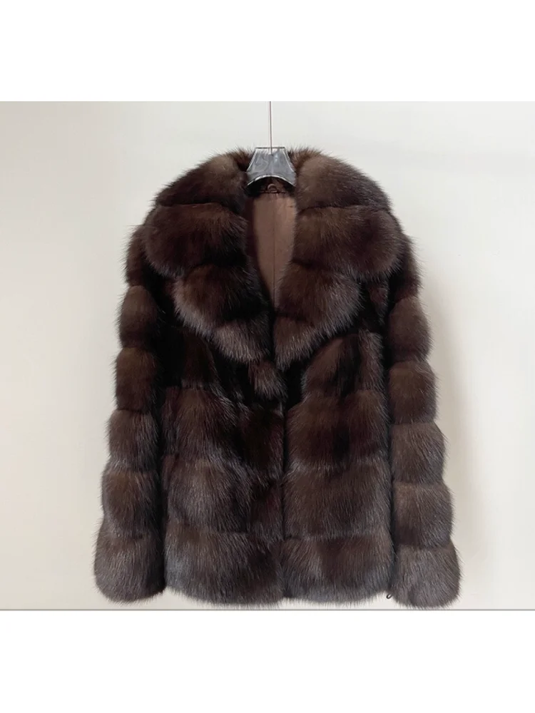 French High End Winter Faux Fur Coat Smooth Soft Chestnut Elegant Warm Exquisite Fashion Gentle Dating Gorgeous Party Outerwear
