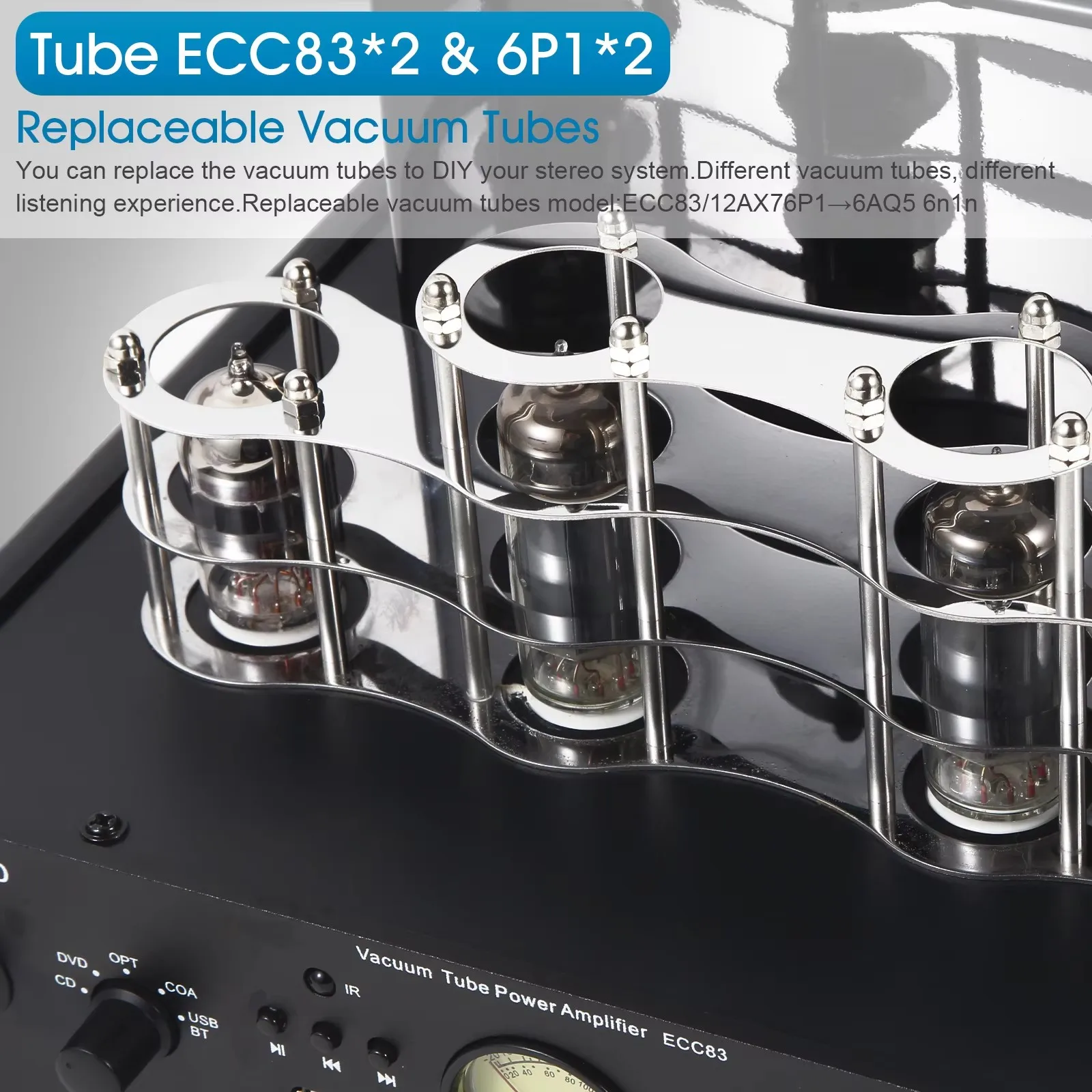 

Интегрированный гибридный усилитель класса A/B с вакуумными лампами ECC83/12AX7, 2-канальный, 80 Вт RMS, домашняя аудиосистема Hi-Fi, винтажный стереоусилитель мощности.
