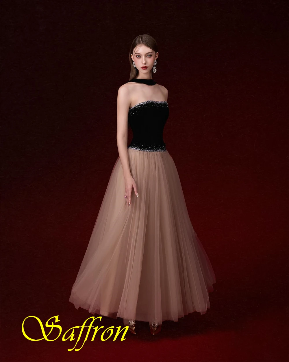 Customized Modern Organza A-Line Evening Dress Classic Contrast Color Prom Dresses Fashion Beading Special Occasion Gowns