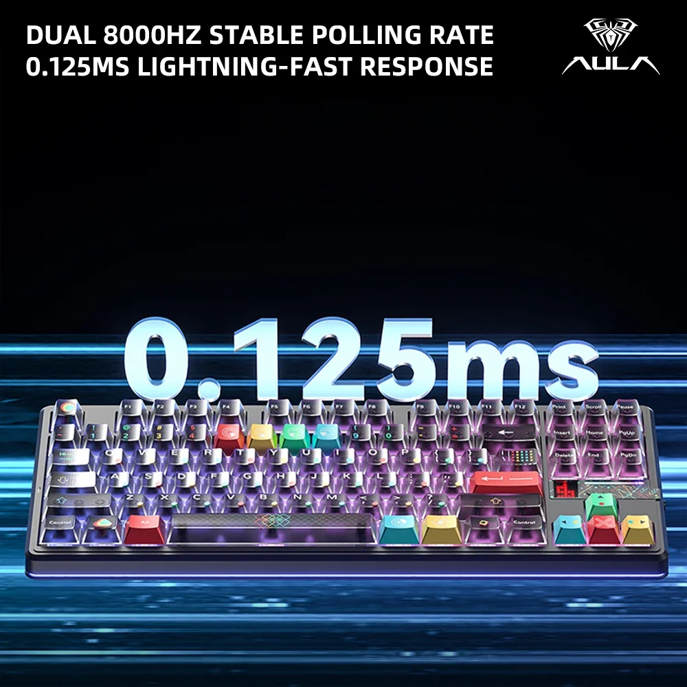 AULA F87 Pro V2 Gaming Mechanical Keyboard 2.4G/USB/BT Hot-Swap RGB Long Battery Life Custom Gasket 5 Layer PC E-Sports Gamer