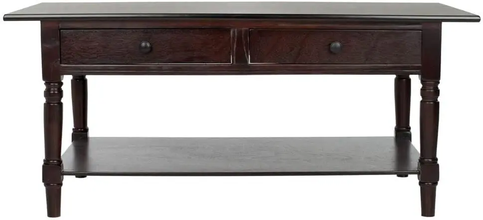 

Dark Cherry Rectangle Coffee Table With 2 Drawers For Living Room, 18.5"D x 41.7"W x 21.7"H