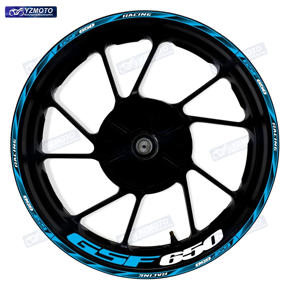 For GSF650 GSF 650 Motorcycle 17 Inch Front Rear Wheel Sticker Decal Reflective Waterproof Decorative Hub Stripe Rim Stickers