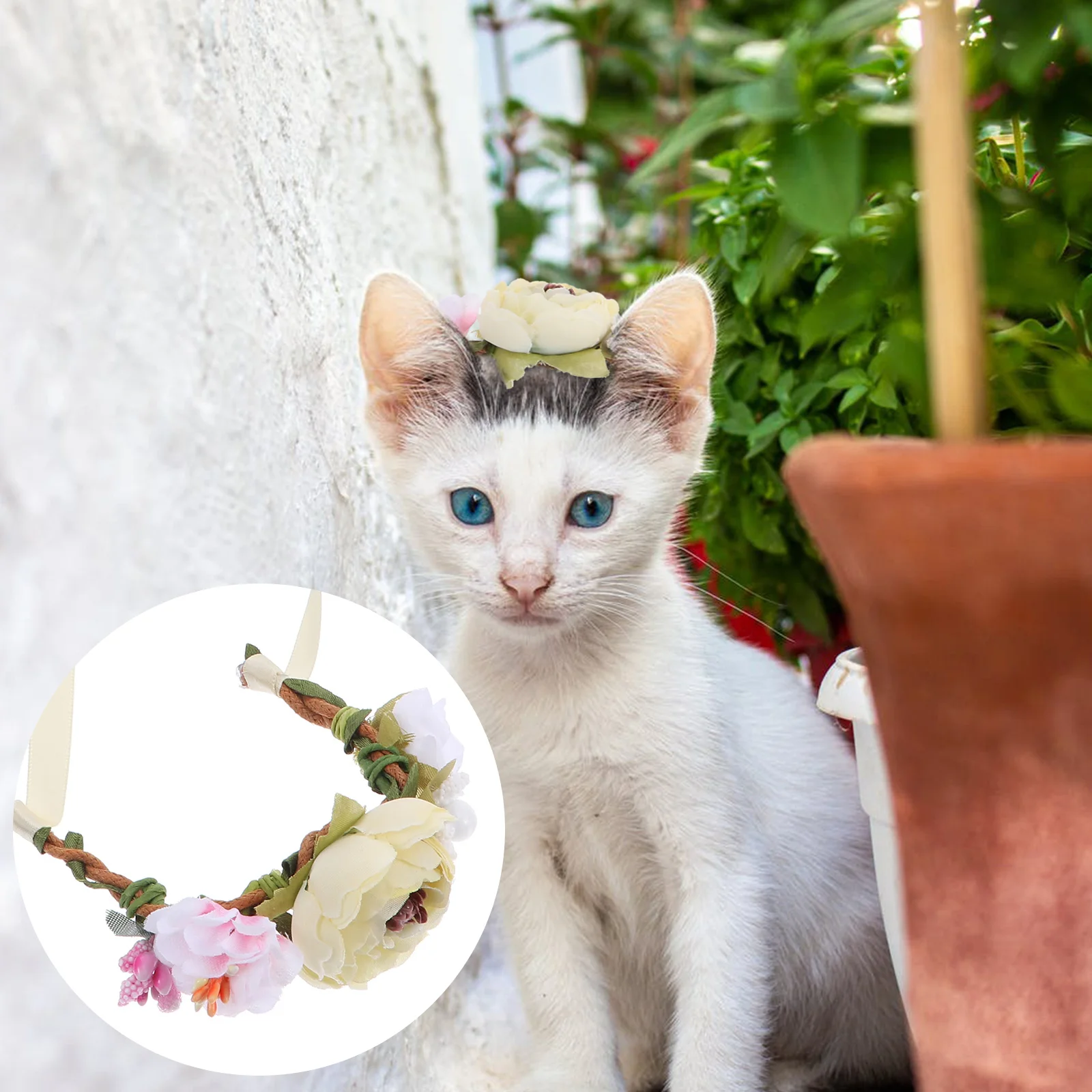 

Pet Flower Headband For Cats Dogs Floral Garland Crown Headpiece Elegant Sweet Romantic Pet Hair Wreath Accessories