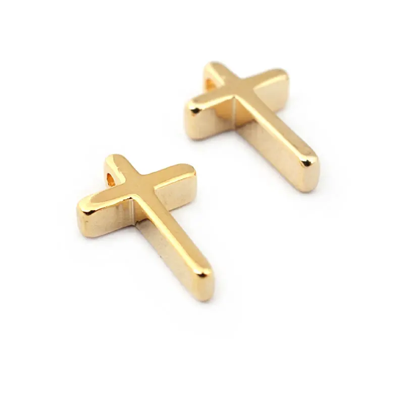 20PCS 13x8MM 18K Gold Color Brass Small Cross Charms Pendants Jewelry Necklaces Making Supplies Diy Findings Accessories