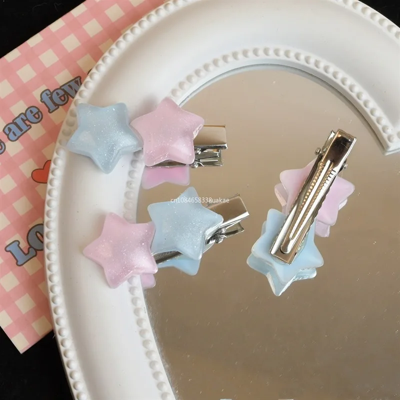 1pcs Sweet Cute Star Hairpin Lovely Pentagram Hair Clip Duck Beak Clip Side Bang Clips for Girls Y2K Hair Accessories 집게핀 헤어핀