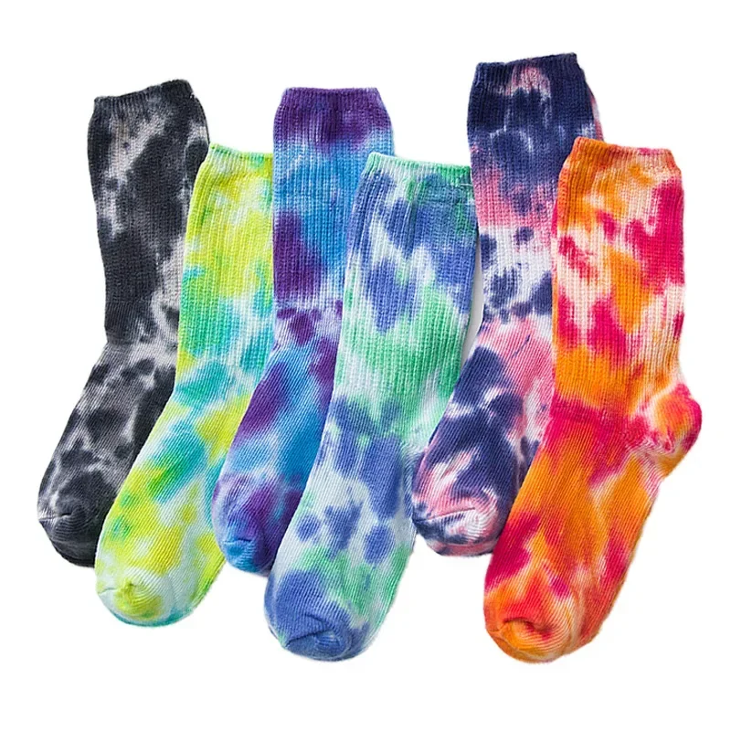 Calcetines de Skate para hombre y mujer, calcetín hasta la rodilla, divertidos, para ciclismo, correr, senderismo, Tie Dye, harajuku, hip hop, 2024