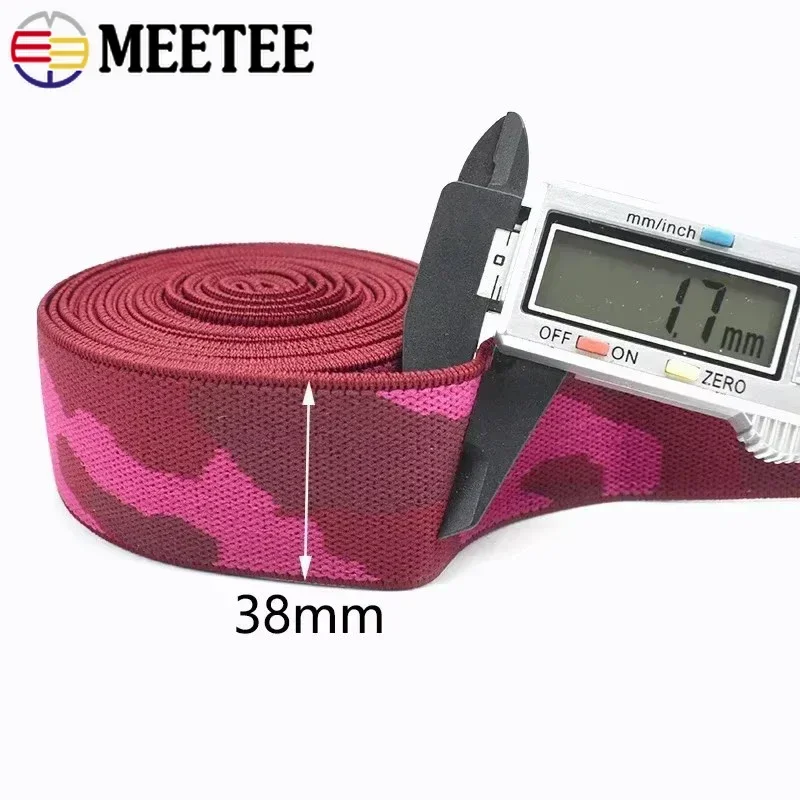 1-5M 38mm Meetee Naaien Elastische Band Polyester Broek Elastieken Elastiekjes Taille Riem Sling Elasticiteit lint Tape Accessoires