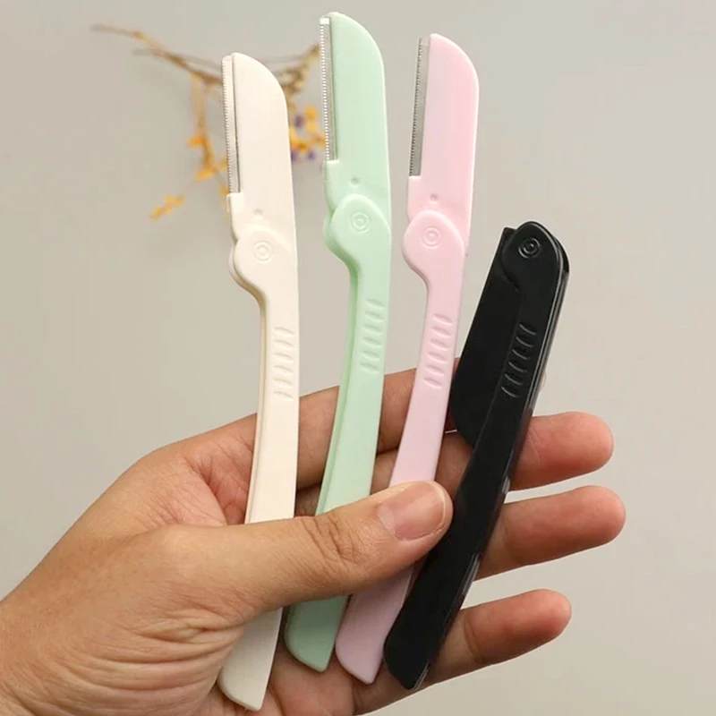 5/3 قطعة السيدات ماكينة حلاقة الوجه أداة قص الحواجب المحمولة الوجه الحلاقة العين الحاجب شفرات تشكيل مقص إزالة الشعر أدوات التجميل