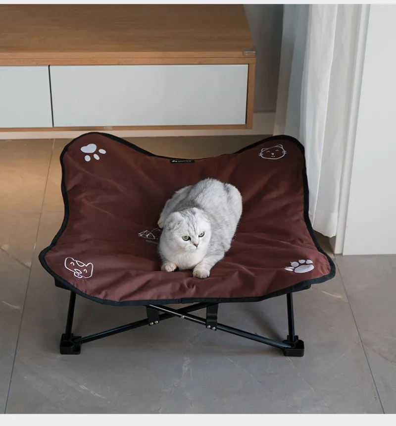 Outdoor folding bed removable and washable pet camp bed portable aluminum alloy camping Oxford cloth cat and dog beach bed