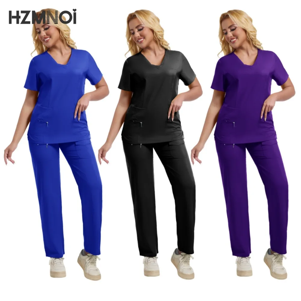 New Beauty Dental Salon Work Clothes Hospital Uniforms Nurse Workwear Pharmacy Scrub Suit Uniform Top+ Pants Medical Scrubs Sets
