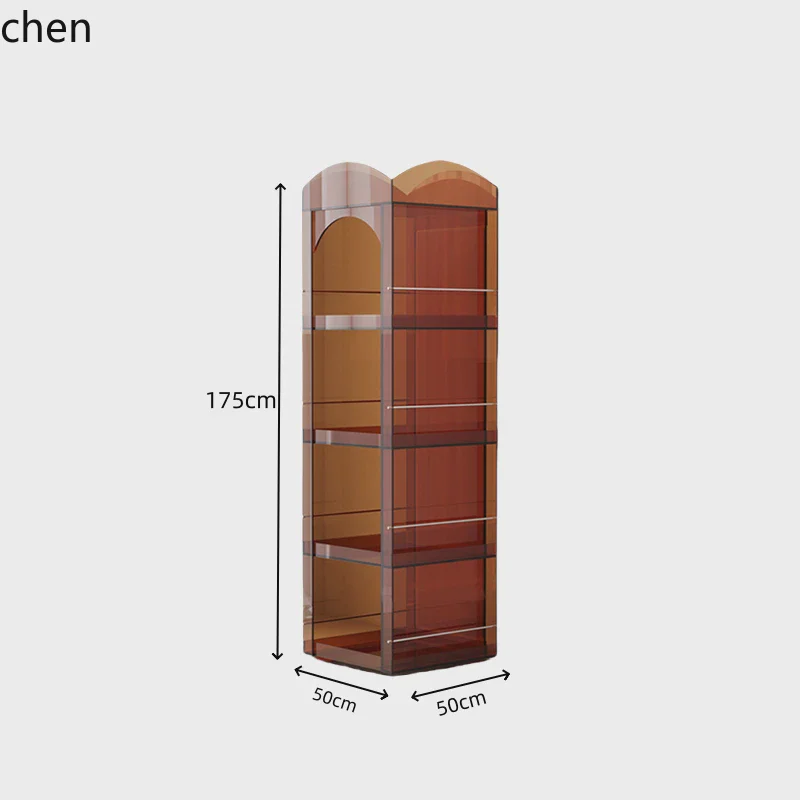 HTT acrylic rotating bookshelf full-body mirror magazine rack acrylic storage locker side cabinet