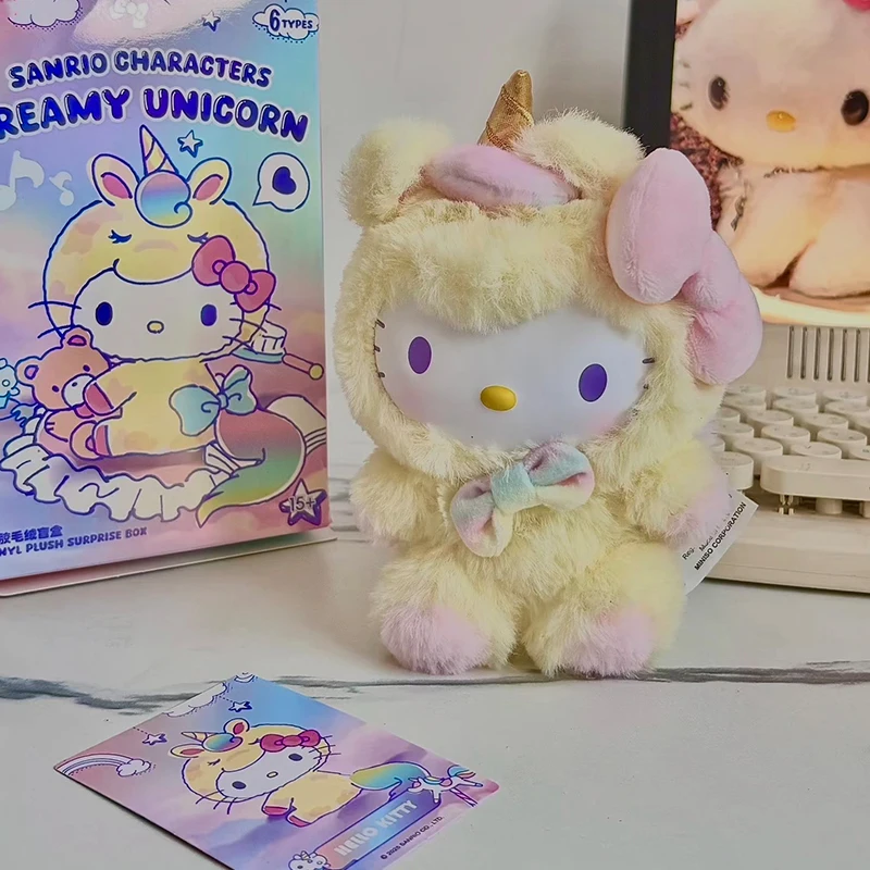 

New Sanrio Dream Unicorn Series Vinyl Plush Blind Box Cute Cartoon Hello Kitty Kuromi Pendants Girl Bag Ornament Toy Gifts