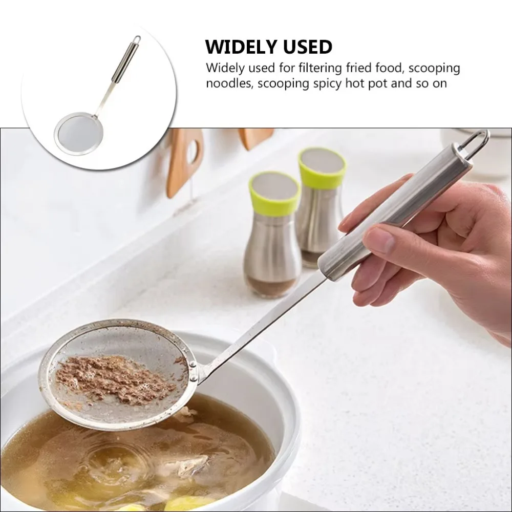 304 Stainless Steel Fine Mesh Filter Multi-Function 100 Mesh Super Dense Filter Colander Handheld Skimmer Spoon 4