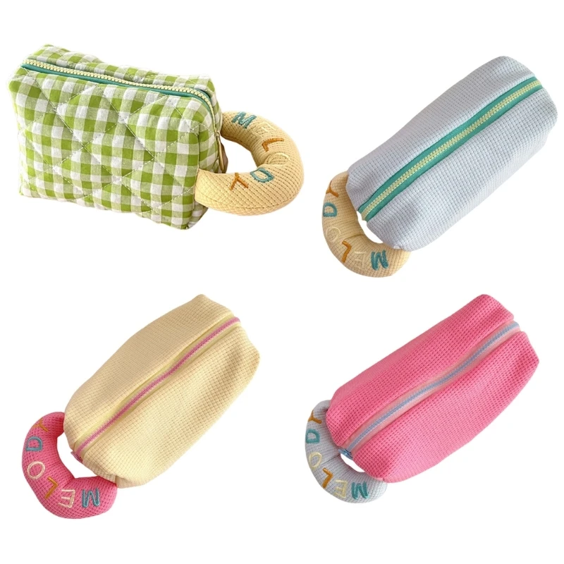 Handheld Makeup Bag Quilted Cosmetic Bag Pencil Bag Large Capacity Toiletry Bag Skincare Organisers Travel Storage Bag