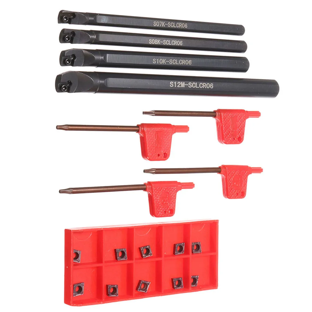 

Durable Boring Bar Lathe Boring Bar 7/8/10/12mm Shank Carbide Inserts Lathe Metal Cutter S07K-SCLCR06 S08K-SCLCR06