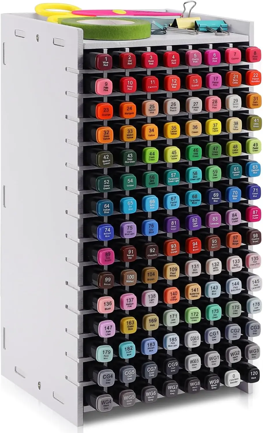 Marker Organizer with 240 Slots Adjustable Divider Storage Rack for Pens Colored Pencils Art Brushes Desk Organizer