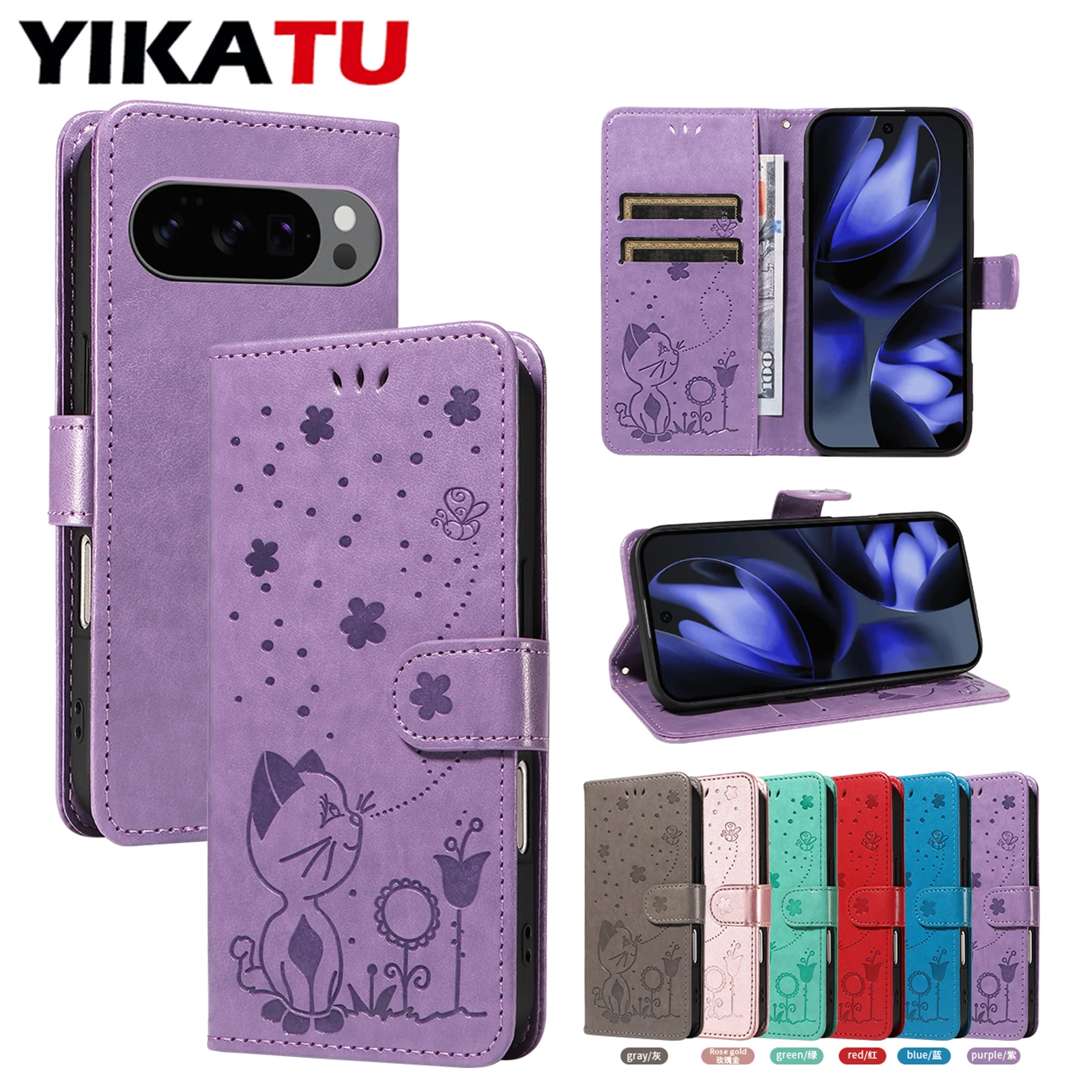 

Kickstand Anti-Theft Wallet Leather Case For Google Pixel 6A 5G 7A 8A 9A 10 Pro XL 10A 6 7 8 9 Pro Multi Card Anti-fall Cover