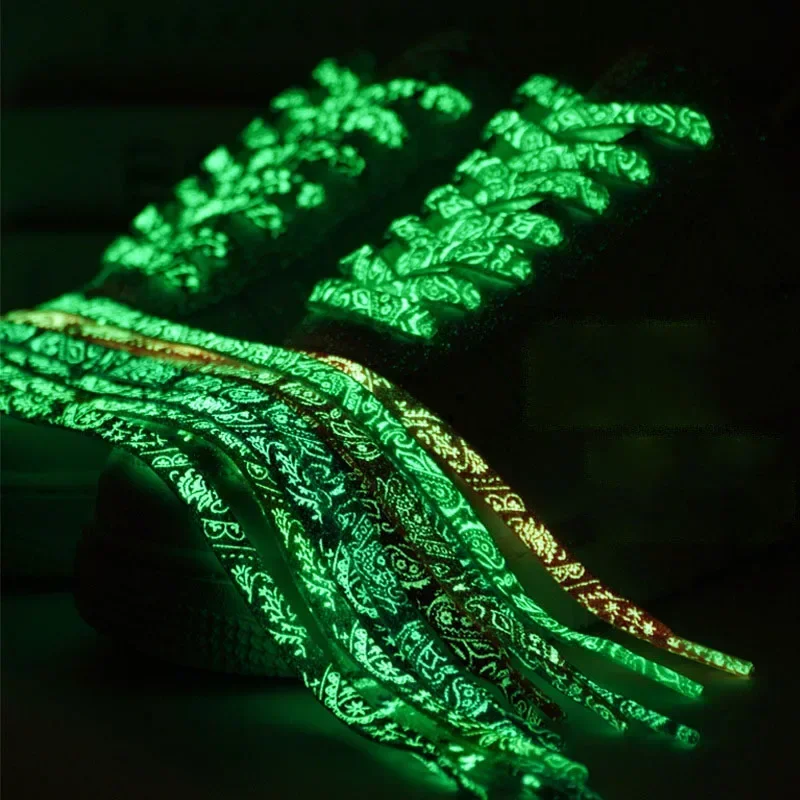 Splash-ink Luminous Shoelaces for Sneakers / Multicolor Shoe Laces / Fluorescent Glowing Night Run Sport Flat Cord Shoestring