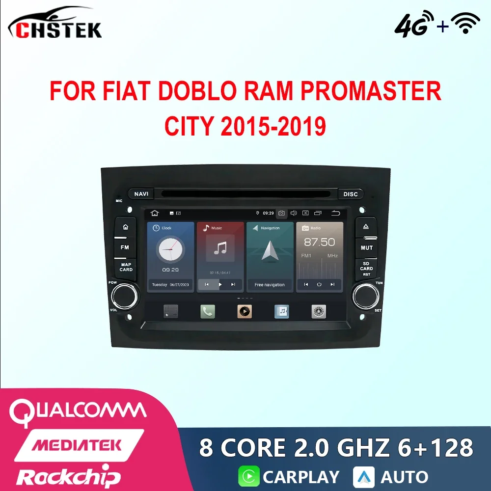 

CHSTEK Android 12 Car Radio For Fiat Doblo Ram ProMaster City 2015-2019 DVD Qualcomm Bluetooth CarPlay WIFI 4G GPS DSP Autoradio