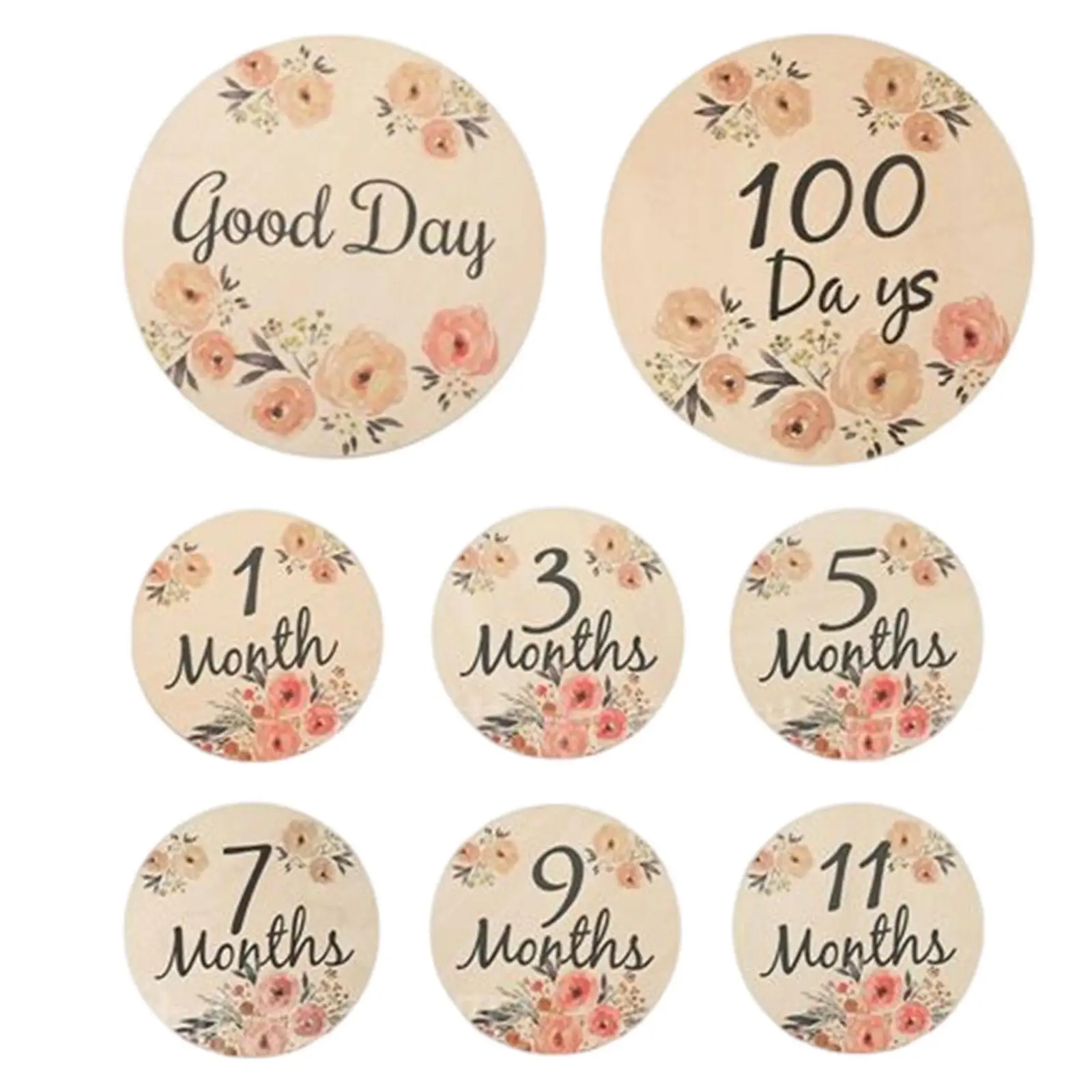Wooden Monthly Milestone Cards for Baby Growth Photo Props Round Engraved Discs Newborn Commemorative Shower Gift Idea