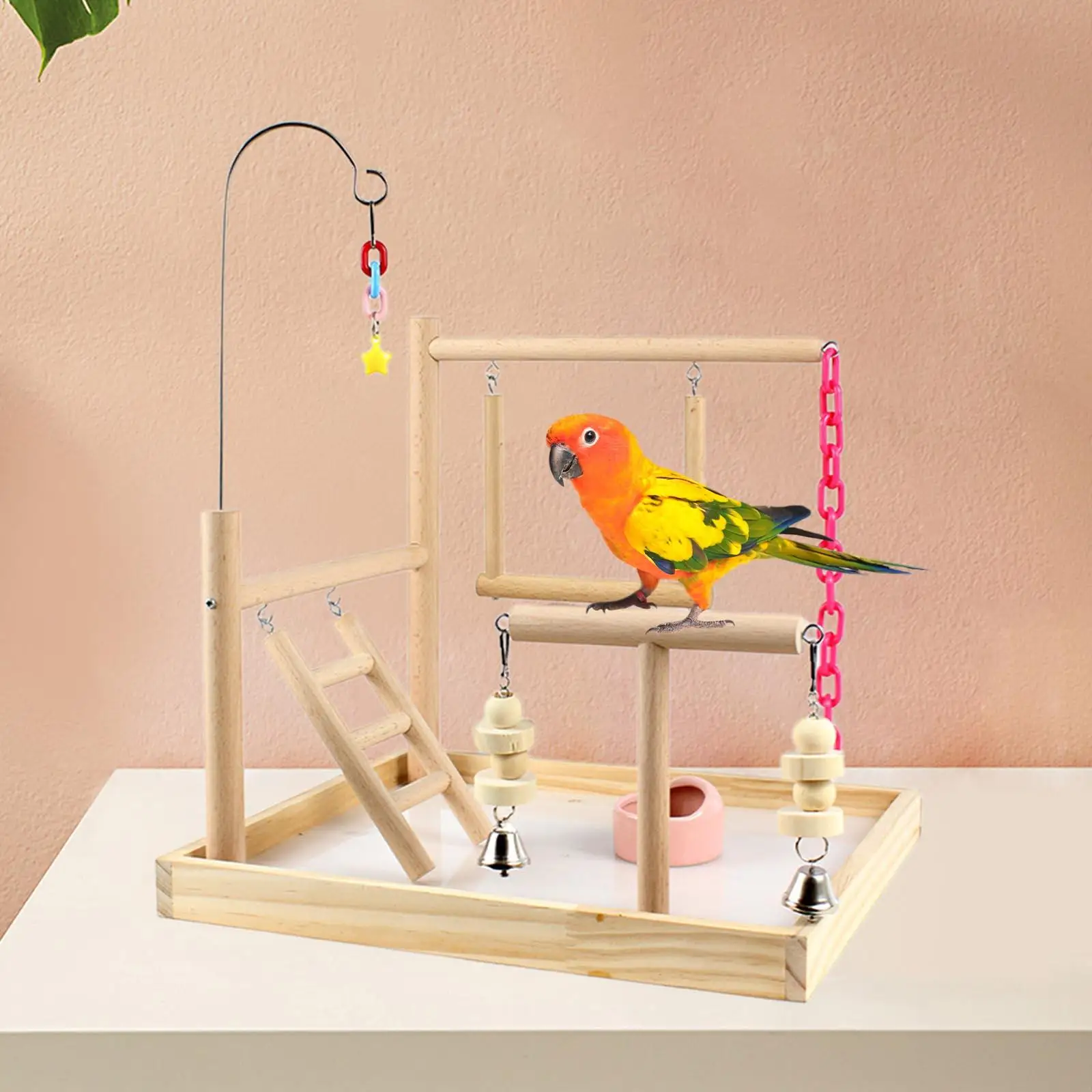 Parrot Playground Bird Gym Exercising Toy Wood Perch Gym Playpen Parrot